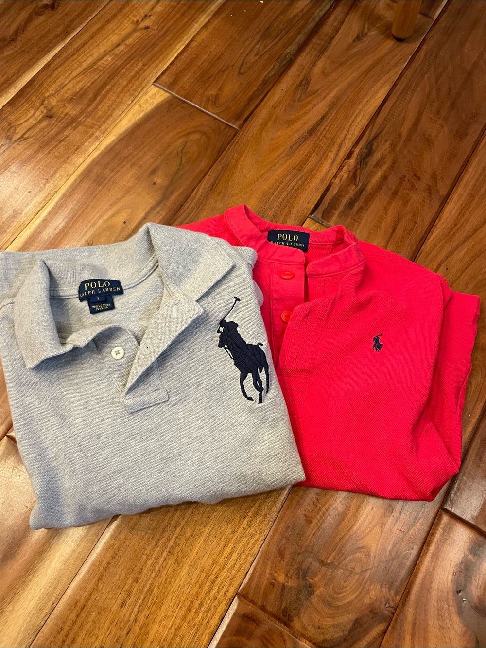 2 Polo by Ralph Lauren Boys- Red Shirt and Light Gray Polo Set /long sleeves / 7